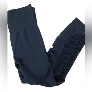 Zelle black mesh ruched sides workout pants yoga running